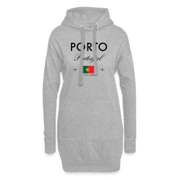 Porto Portugal Koordinaten Reise Souvenir - Hoodie-Kleid - Grau meliert - Vorne