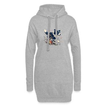 Hund auf der bunten Wiese - Hoodie-Kleid - Grau meliert - Vorne