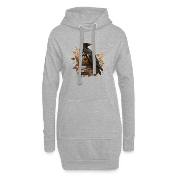 Rabe auf Büchern mit Blumen – Vintage - Hoodie-Kleid - Grau meliert - Vorne