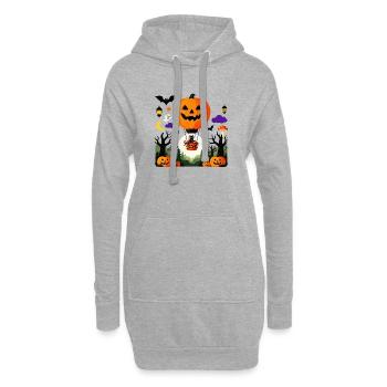 Pumpkin Balloon Halloween Flight - Hoodie Dress - heather grey - Front