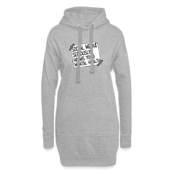 Les réseaux sociaux nuisent sérieusement à la santé mentale selon les affirmations - Sweat-shirt à capuche long Femme - gris chiné - Devant