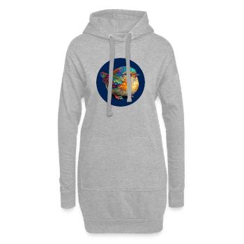 Bunter Regenbogenvogel - Hoodie-Kleid - Grau meliert - Vorne