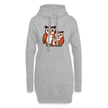 Eulenfamilie - Hoodie-Kleid - Grau meliert - Vorne