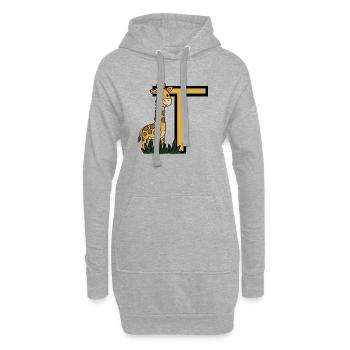 Giraffe und T Alphabet Design - Hoodie-Kleid - Grau meliert - Vorne