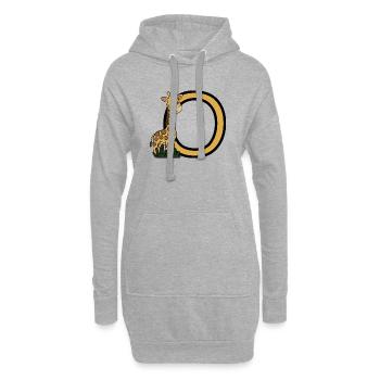 Girafe et dessin animé ovale en lettre O - Sweat-shirt à capuche long Femme - gris chiné - Devant