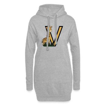 Giraffe im Dschungel mit Großem V - Hoodie-Kleid - Grau meliert - Vorne