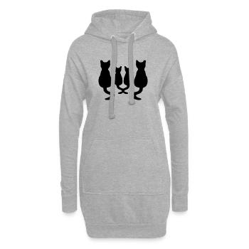 katzenfamilie Silhouette - Hoodie-Kleid - Grau meliert - Vorne