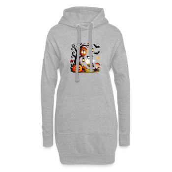 Whimsical Halloween Ghosts and Pumpkins - Hoodie Dress - heather grey - Front