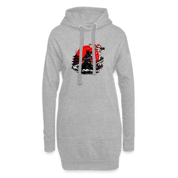 Samurai im Sturm der Kirschblüten - Hoodie-Kleid - Grau meliert - Vorne