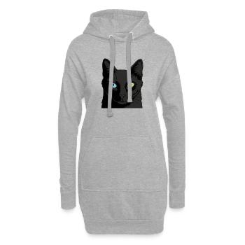 Zweifarbige Katze mit Heterochromie - Hoodie-Kleid - Grau meliert - Vorne