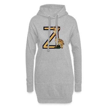 Giraffe Buchstabe  Z - Hoodie-Kleid - Grau meliert - Vorne