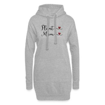 Pflanzenmama-Herz - Hoodie-Kleid - Grau meliert - Vorne
