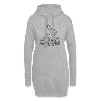 Kristall Hase zum ausmalen - Hoodie-Kleid - Grau meliert - Vorne