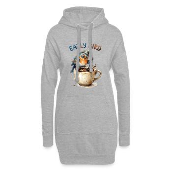 Early Bird Tired Grumpy Coffee Bird Cartoon Art - Hoodie-Kleid - Grau meliert - Vorne