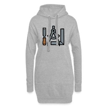 Tischler Werkzeuge Grafik - Hoodie-Kleid - Grau meliert - Vorne