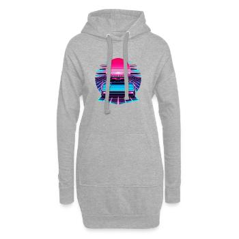 Neon Synthwave Auto am Sonnenuntergang - Hoodie-Kleid - Grau meliert - Vorne