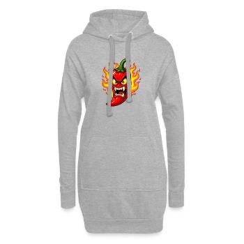 Angry Chili Pepper – Fire Spicy Cartoon Desi - Hoodie Dress - heather grey - Front