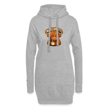 Morgenmuffel Kuh mit Kaffee - Hoodie-Kleid - Grau meliert - Vorne