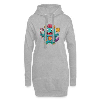 Niedliches Suessigkeiten Monster - Hoodie-Kleid - Grau meliert - Vorne