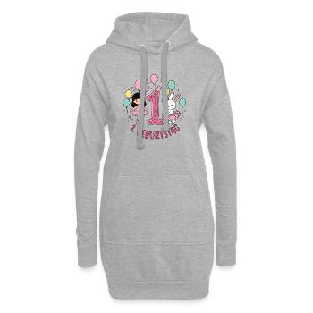 Erster Geburtstag Prinzessin Häschen - Hoodie-Kleid - Grau meliert - Vorne