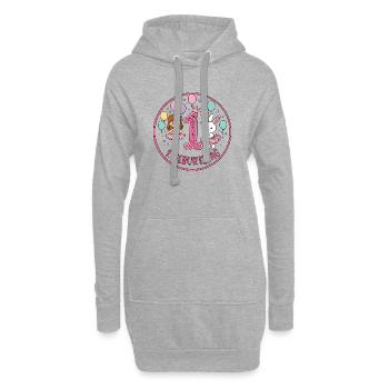 Erster Geburtstag Ballerina Hase - Hoodie-Kleid - Grau meliert - Vorne