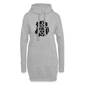 Schwarzer Grafischer Löwe – Geometrisches Porträt - Hoodie-Kleid - Grau meliert - Vorne