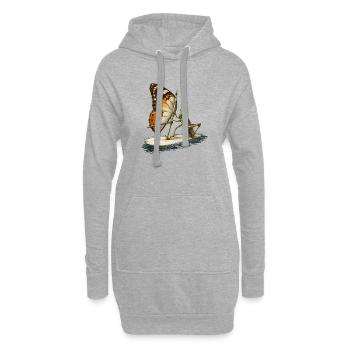 Grashüpfer auf Surfbrett mit Schmetterling Segel - Hoodie-Kleid - Grau meliert - Vorne