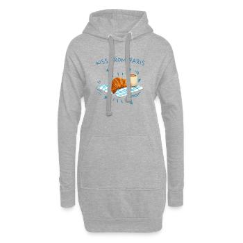 Ein Kuss aus Paris, Frankreich mit Croissant - Hoodie-Kleid - Grau meliert - Vorne
