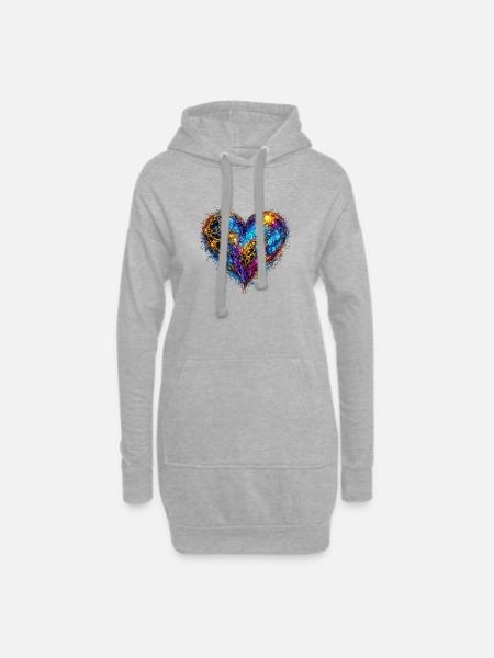 Celestial Heart  - Hoodie Dress - heather grey