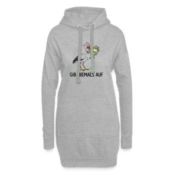 Gib niemals auf! – Lustiger Storch & Frosch - Hoodie-Kleid - Grau meliert - Vorne