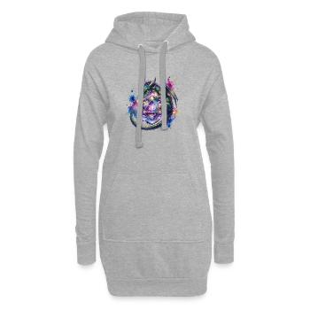 Süßer Drache mit D20 Würfel – Pen & Paper - Hoodie-Kleid - Grau meliert - Vorne