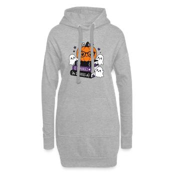 Halloween Kürbis mit Brille - Hoodie-Kleid - Grau meliert - Vorne