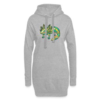 Geometric Axolotl Mosaic - Hoodie Dress - heather grey - Front