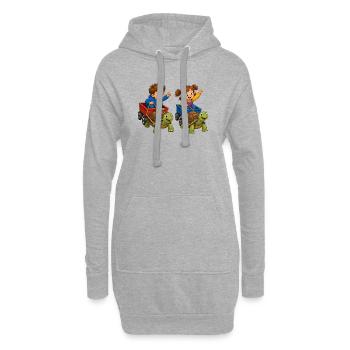 Kids turtle race in handcart fun - Hoodie Dress - heather grey - Front
