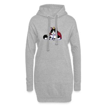 Königskatze mit Krone - Hoodie-Kleid - Grau meliert - Vorne