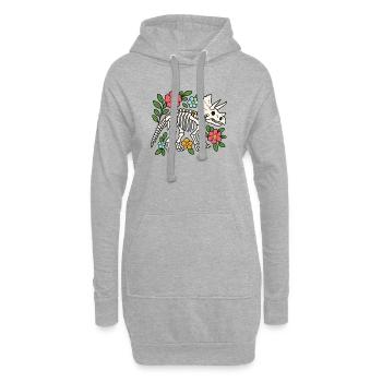 Triceratops Skelett mit Blumen - Hoodie-Kleid - Grau meliert - Vorne