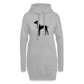 Deutscher Kurzhaar-Pointer - Hoodie-Kleid - Grau meliert - Vorne