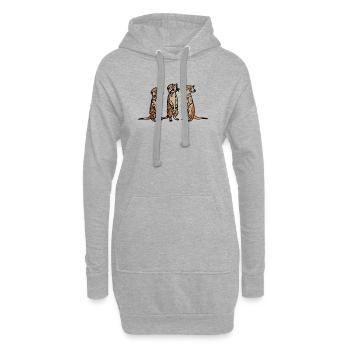 Niedliches, handgezeichnetes Erdmännchen-Trio-Design - Hoodie-Kleid - Grau meliert - Vorne