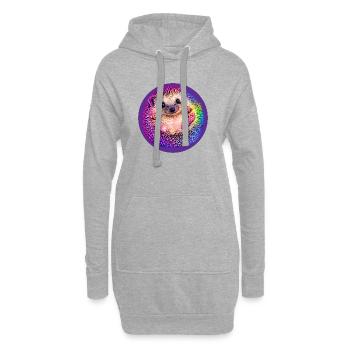 Regenbogen-Igel  - Hoodie-Kleid - Grau meliert - Vorne