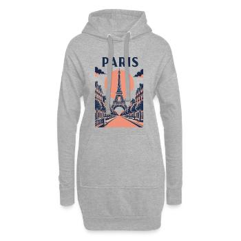 Paris Pink Sky – Eiffelturm und Straße - Hoodie-Kleid - Grau meliert - Vorne