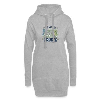 Ich werde Großer Bruder – Dino-Design - Hoodie-Kleid - Grau meliert - Vorne