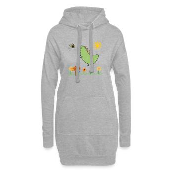Dino Garden Green Kids - Hoodie Dress - heather grey - Front