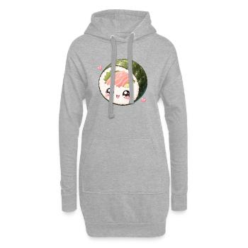 Kawaii Sushi Roll mit süßem Gesicht - Hoodie-Kleid - Grau meliert - Vorne
