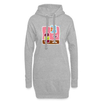 Minimalist Red Wine – Bottle & Glass - Hoodie Dress - heather grey - Front