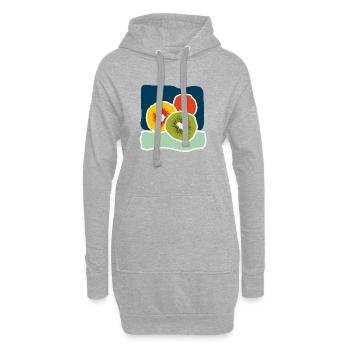 Bunte Kiwis – Fruchtige Pop-Illustration - Hoodie-Kleid - Grau meliert - Vorne