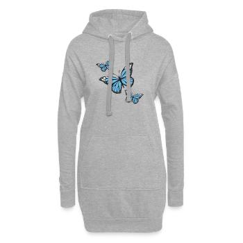 Blue butterflies - Hoodie Dress - heather grey - Front