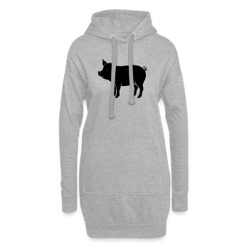 cochon - Sweat-shirt à capuche long Femme - gris chiné - Devant