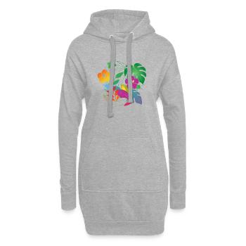 Tropische Blumen und Blätter Design - Hoodie-Kleid - Grau meliert - Vorne