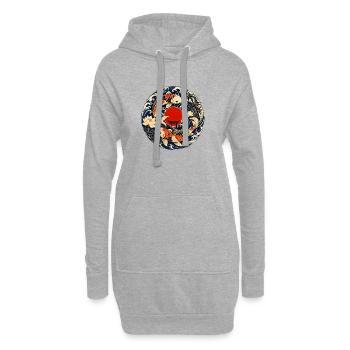 Koi in the moon circle with torii - Hoodie Dress - heather grey - Front