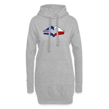 Drapeau du Cap-Vert Pologne Mains en forme de cœur - Sweat-shirt à capuche long Femme - gris chiné - Devant